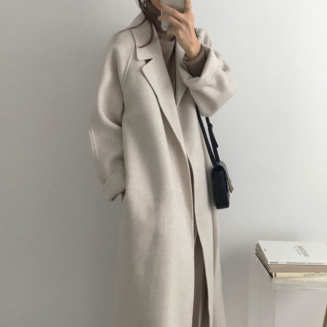 Long Wool Coat With Belt - MELLIROSE