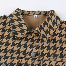 Load image into Gallery viewer, Vintage Houndstooth Print Cropped Jacket - MELLIROSE
