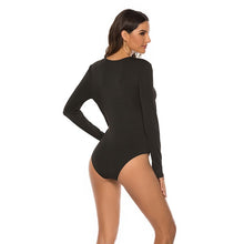 Load image into Gallery viewer, Choker Deep V-Neck Long Sleeve Bodysuit - MELLIROSE
